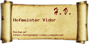 Hofmeister Vidor névjegykártya